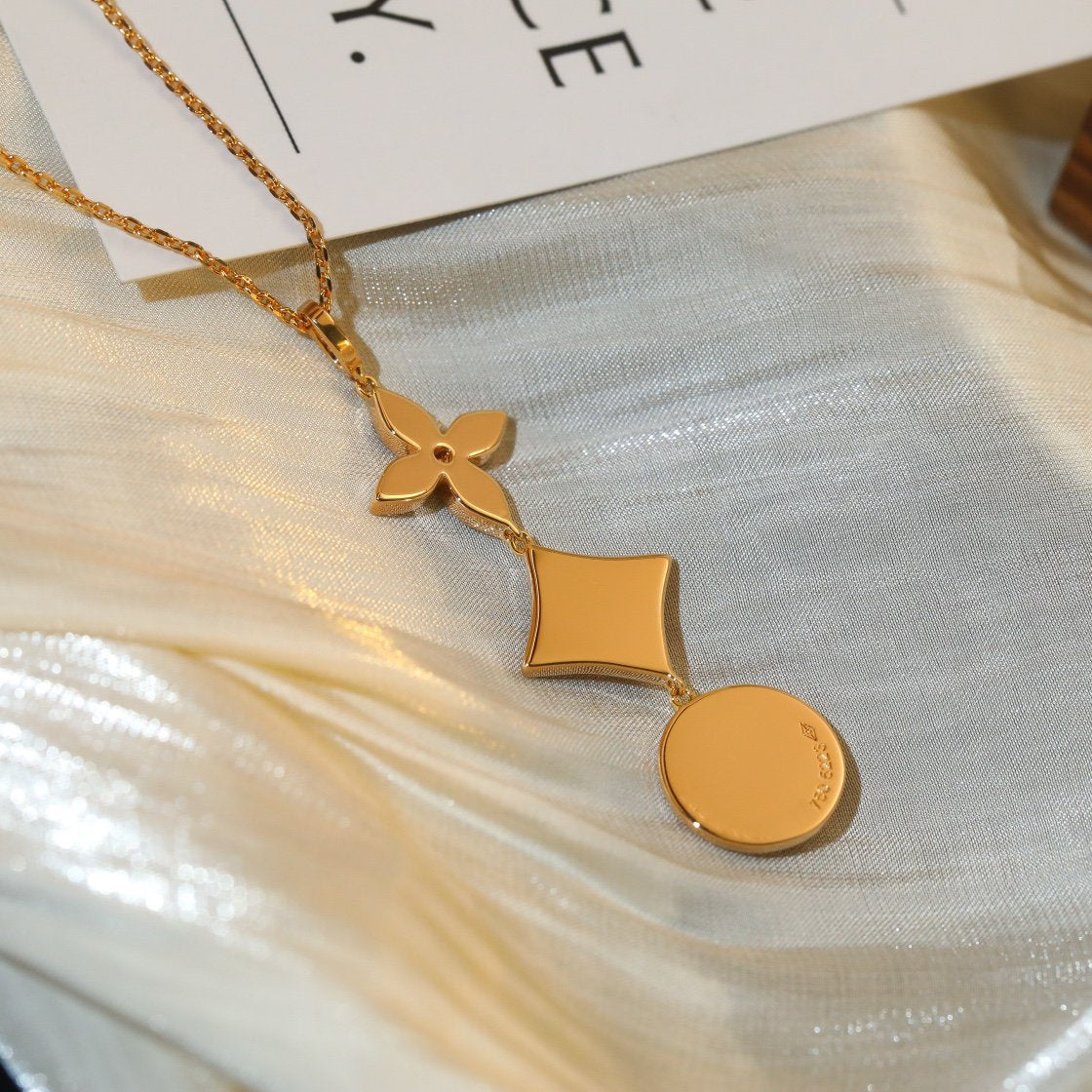 [Vicky]STAR AND SUN DIAMOND PINK GOLD NECKLACE