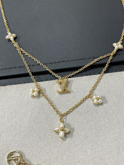 [Vicky]FLOWERGRAM GOLD MOP DOUBLE ROW NECKLACE