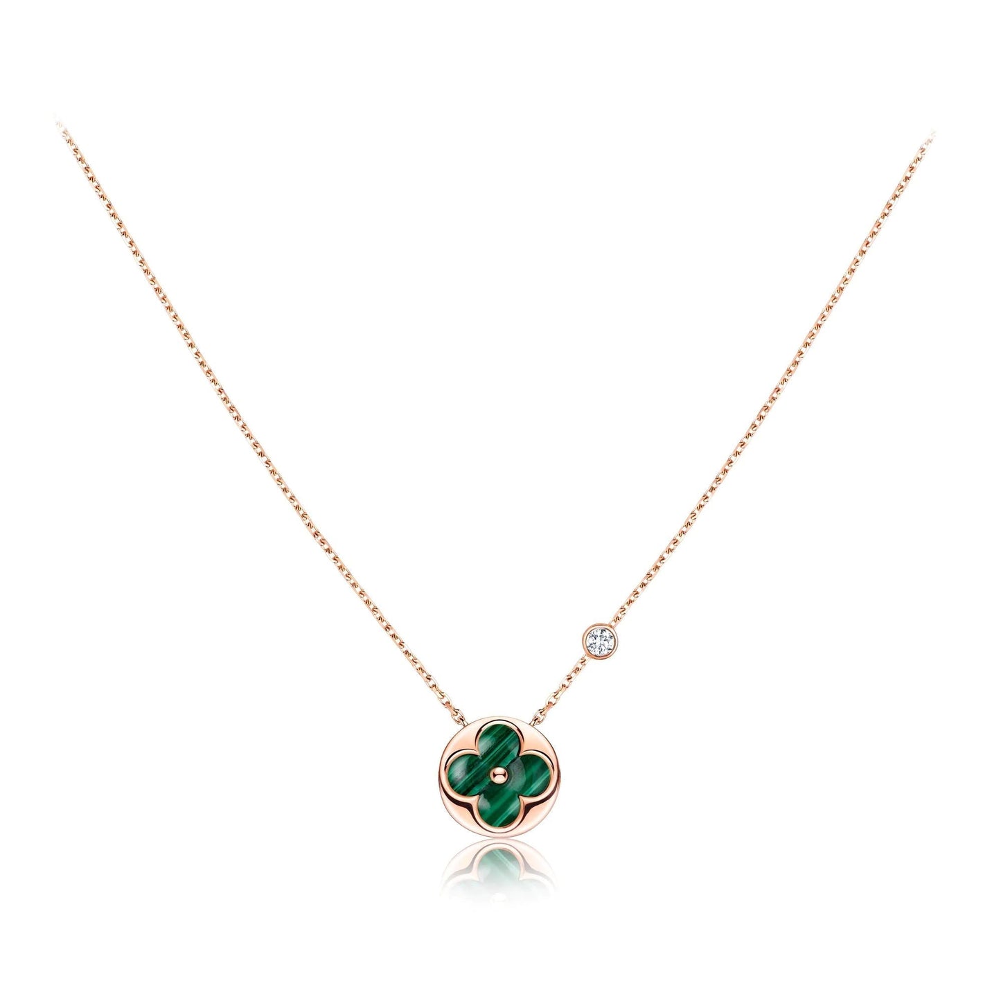 [Vicky]SUN PEDANT PINK GOLD 1 DIAMOND NECKLACE